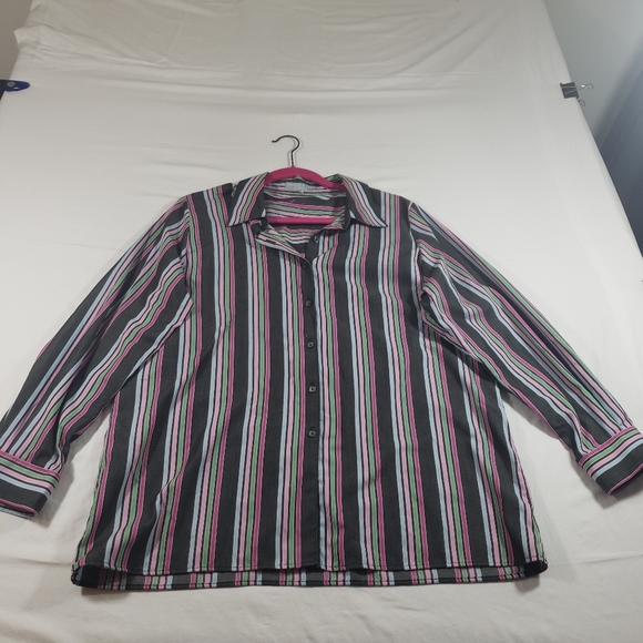 Foxcroft Other - Foxcroft Wrinkle Free Collared Shirt Multi-Color Striped Classic Fit Button-up